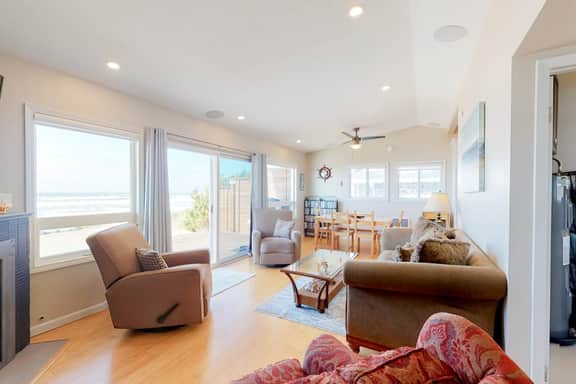 Beachfront home with ocean facing deck and ocean views throughout modern kitchen - Image 2